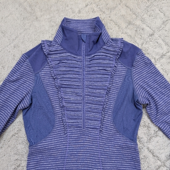 Lululemon Jacket Womens 6 Purple Stripe Run Your Heart Out Pullover ½ Zip - Picture 2 of 9